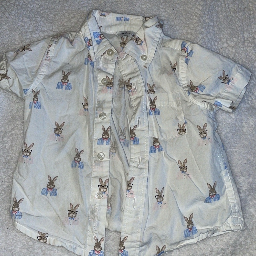Janie and Jack bunny shirt, size 6-12 months